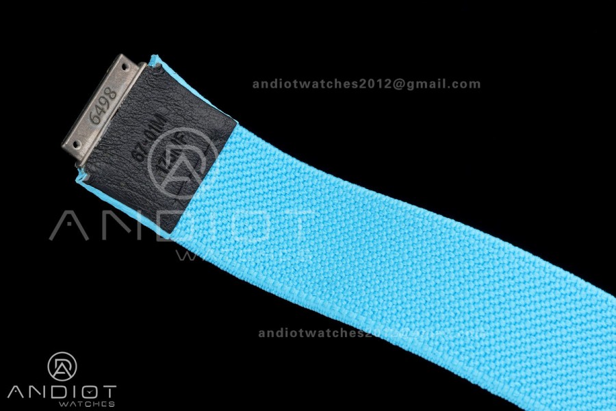 AVF RM67-02 NTPT Baby Blue Skeleton Dial on Baby Blue Elastic strap CRMA7 Clone V2