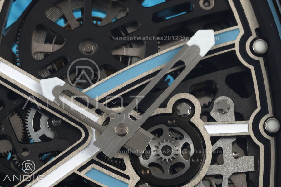 AVF RM67-02 NTPT Baby Blue Skeleton Dial on Baby Blue Elastic strap CRMA7 Clone V2