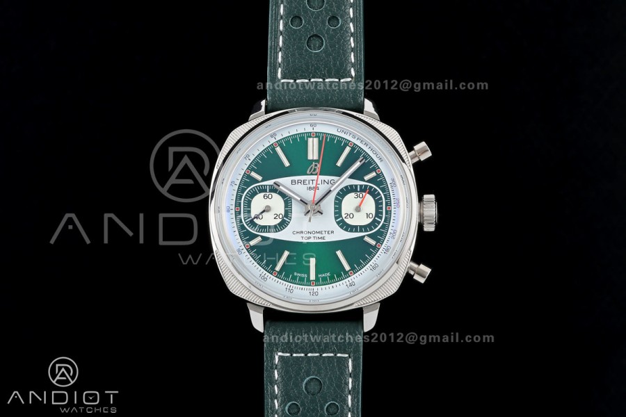 Top Time B01 Racing BLSF 1:1 Best Edition Green/White Dial on Green Leather Strap A7750