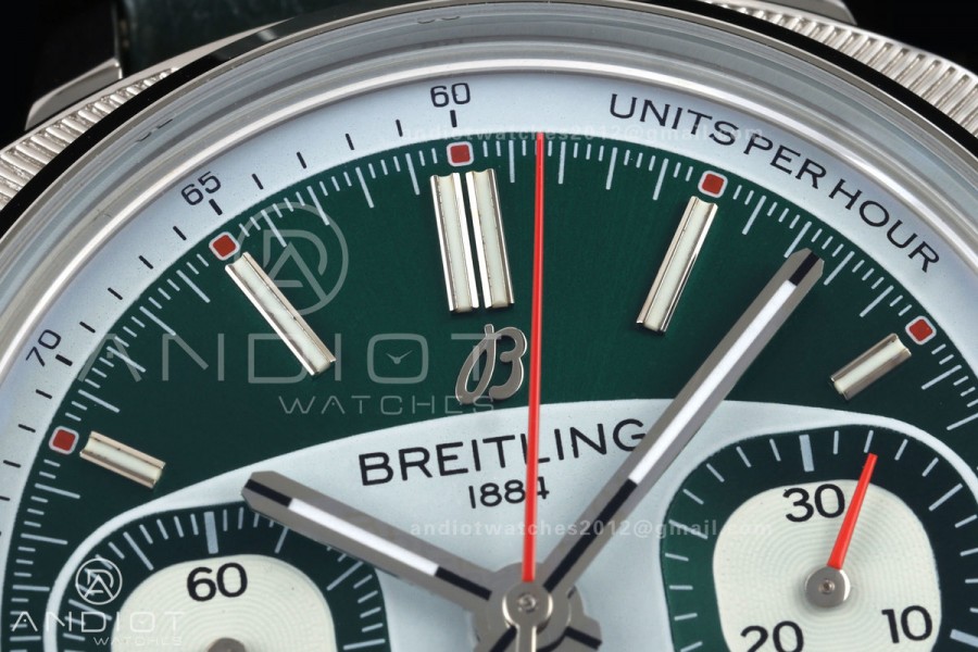 Top Time B01 Racing BLSF 1:1 Best Edition Green/White Dial on Green Leather Strap A7750