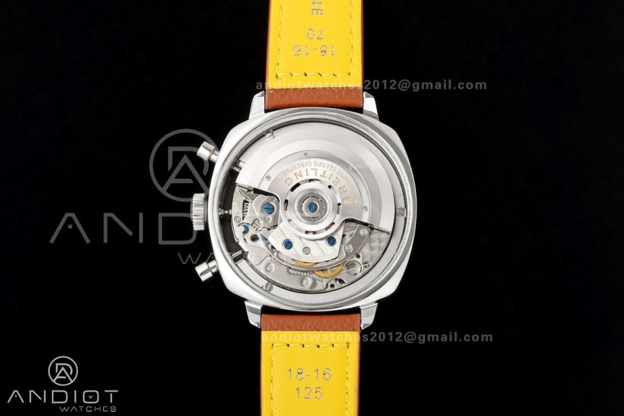 Top Time B01 Racing BLSF 1:1 Best Edition Black/White Dial on Brown Leather Strap A7750