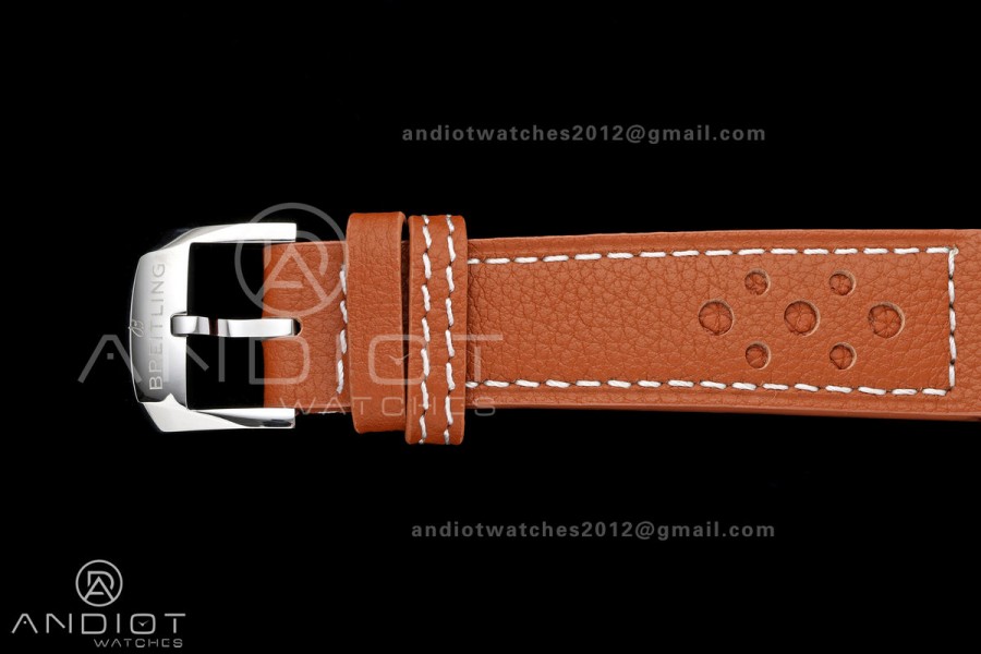 Top Time B01 Racing BLSF 1:1 Best Edition Black/White Dial on Brown Leather Strap A7750