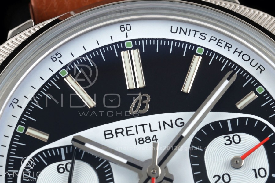 Top Time B01 Racing BLSF 1:1 Best Edition Black/White Dial on Brown Leather Strap A7750