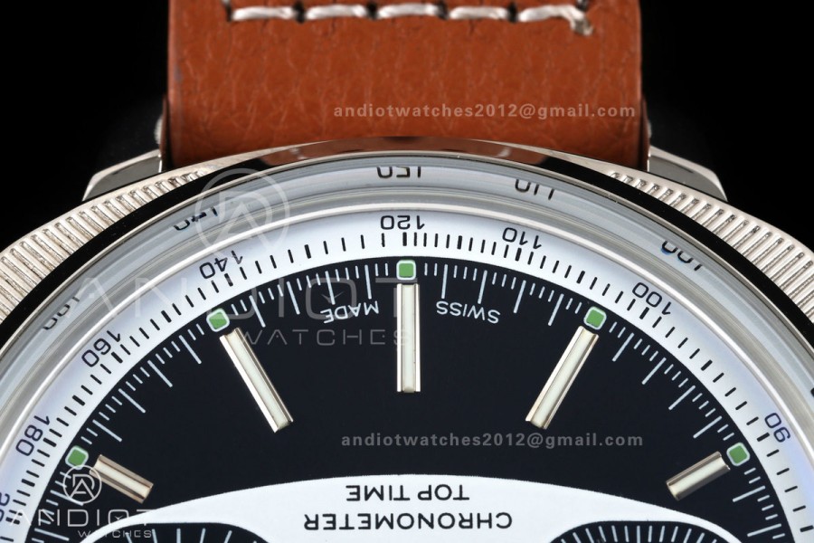Top Time B01 Racing BLSF 1:1 Best Edition Black/White Dial on Brown Leather Strap A7750