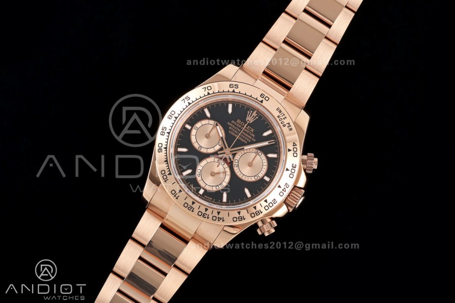 Daytona 126505 QF 1:1 Best Edition Black/RG Dial on RG Bracelet JH4131 (Free Sprung) 