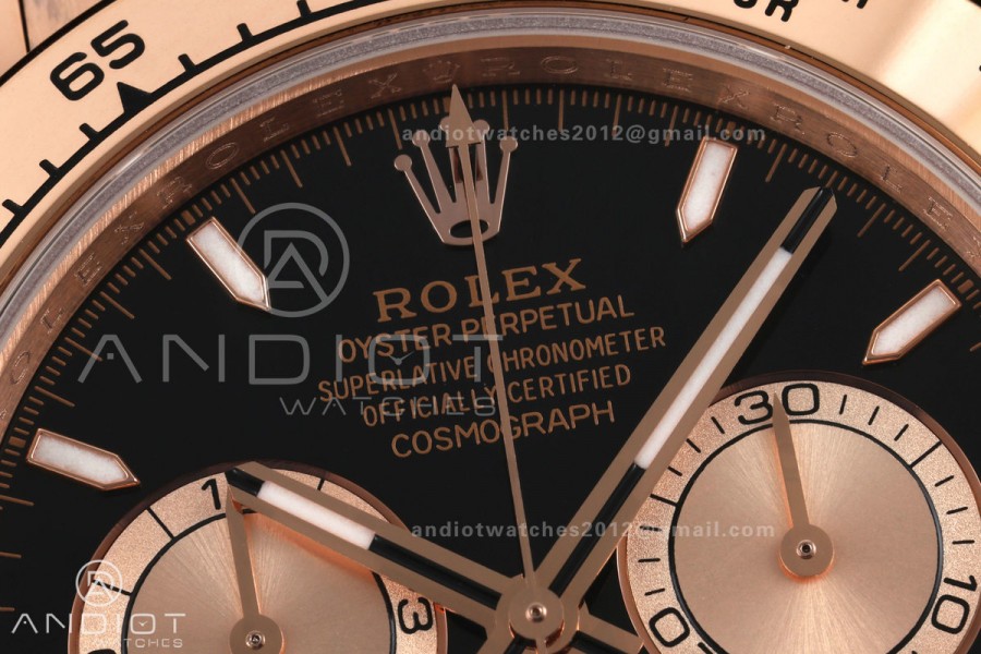 Daytona 126505 QF 1:1 Best Edition Black/RG Dial on RG Bracelet JH4131 (Free Sprung) 