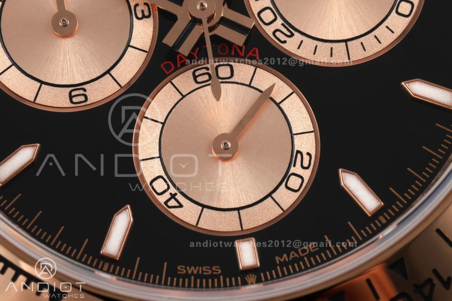 Daytona 126505 QF 1:1 Best Edition Black/RG Dial on RG Bracelet JH4131 (Free Sprung) 