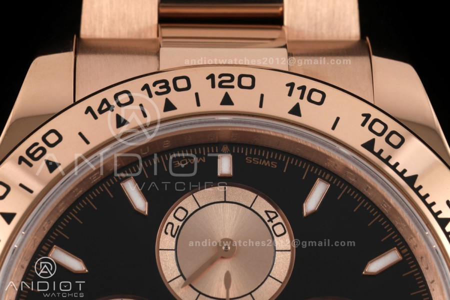 Daytona 126505 QF 1:1 Best Edition Black/RG Dial on RG Bracelet JH4131 (Free Sprung) 