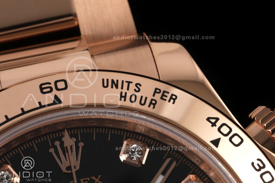 Daytona 126505 QF 1:1 Best Edition Black/RG Diamonds Dial on RG Bracelet JH4131 (Free Sprung) 
