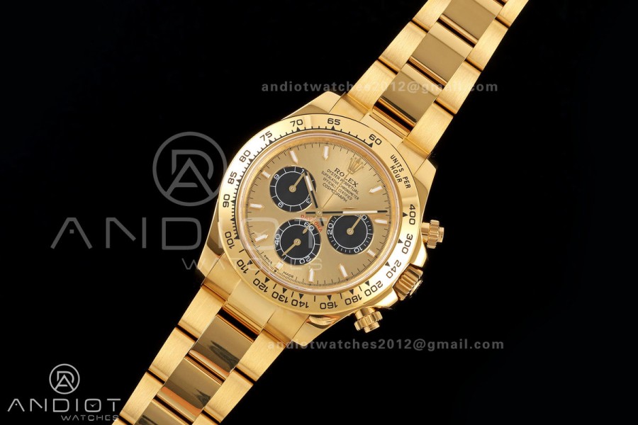 Daytona 126508 QF 1:1 Best Edition YG/Black Dial on YG Bracelet JH4131 (Free Sprung) V18