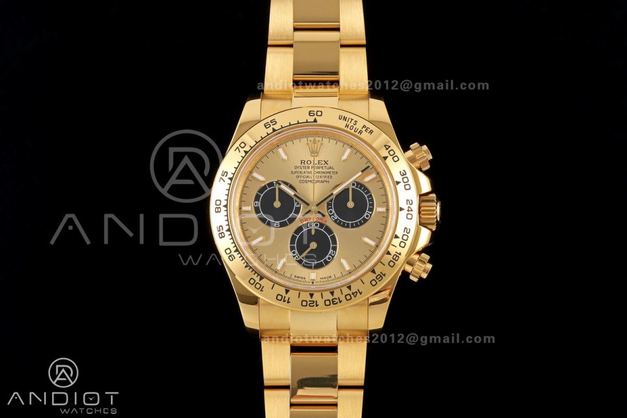 Daytona 126508 QF 1:1 Best Edition YG/Black Dial on YG Bracelet JH4131 (Free Sprung) V18