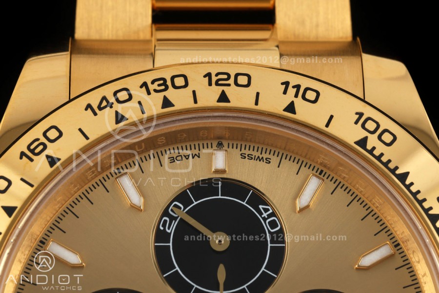 Daytona 126508 QF 1:1 Best Edition YG/Black Dial on YG Bracelet JH4131 (Free Sprung) V18