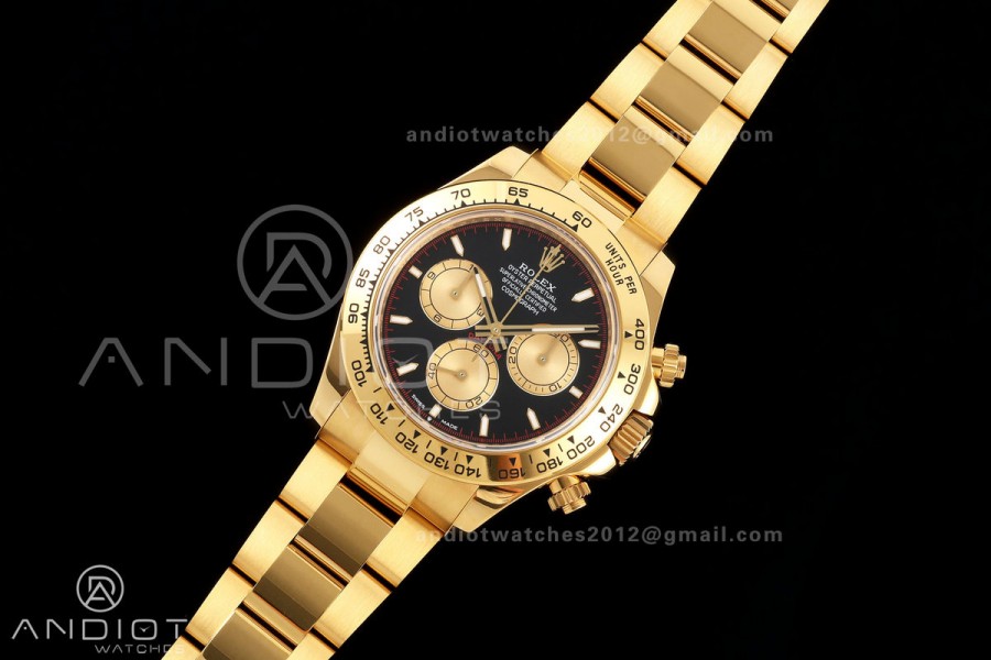 Daytona 126508 QF 1:1 Best Edition Black/YG Dial on YG Bracelet JH4131 (Free Sprung) V18