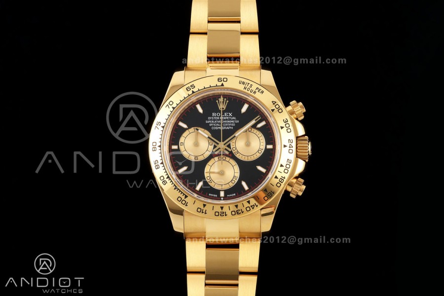 Daytona 126508 QF 1:1 Best Edition Black/YG Dial on YG Bracelet JH4131 (Free Sprung) V18