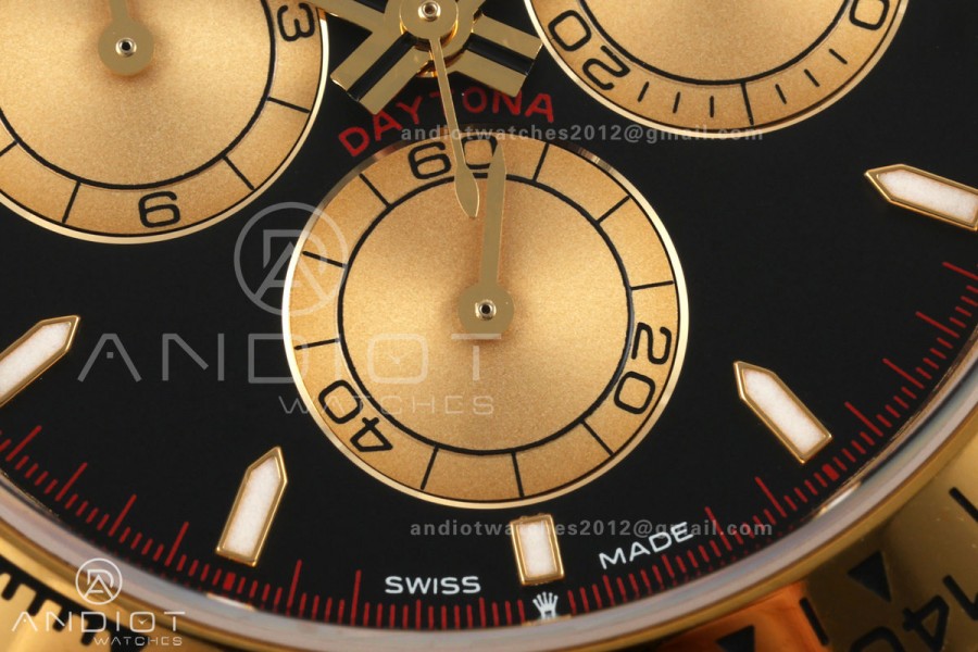 Daytona 126508 QF 1:1 Best Edition Black/YG Dial on YG Bracelet JH4131 (Free Sprung) V18