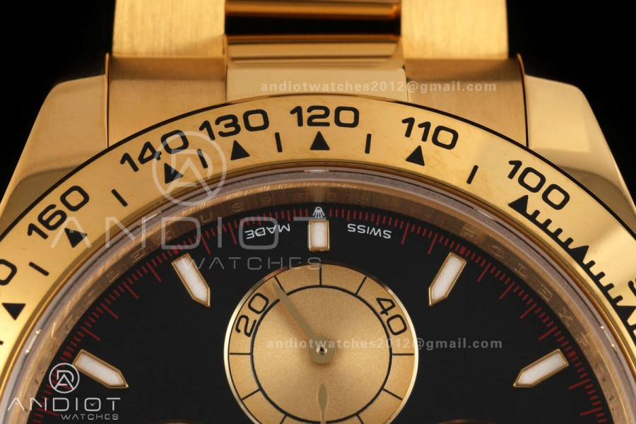 Daytona 126508 QF 1:1 Best Edition Black/YG Dial on YG Bracelet JH4131 (Free Sprung) V18