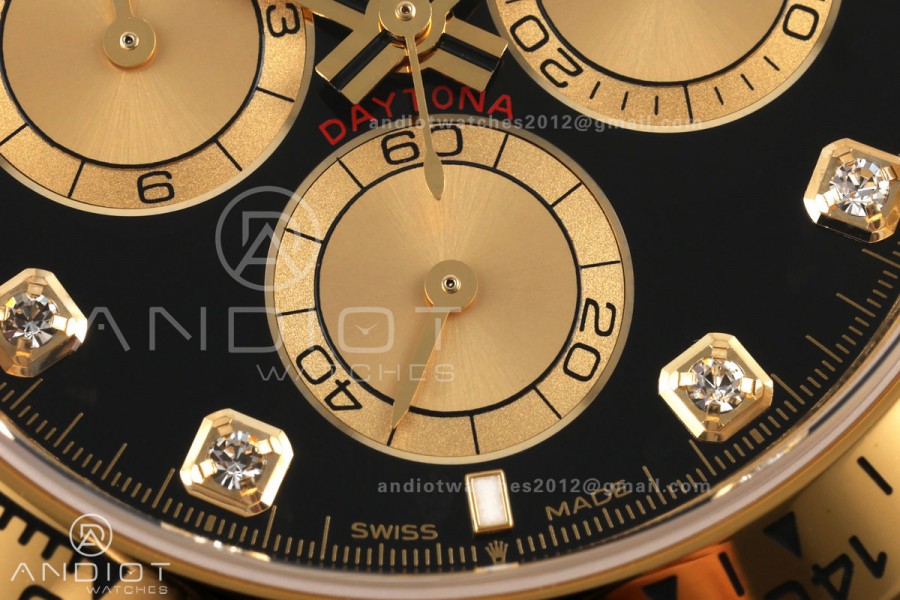 Daytona 126508 QF 1:1 Best Edition Black/YG Diamonds Dial on YG Bracelet JH4131 (Free Sprung) V18