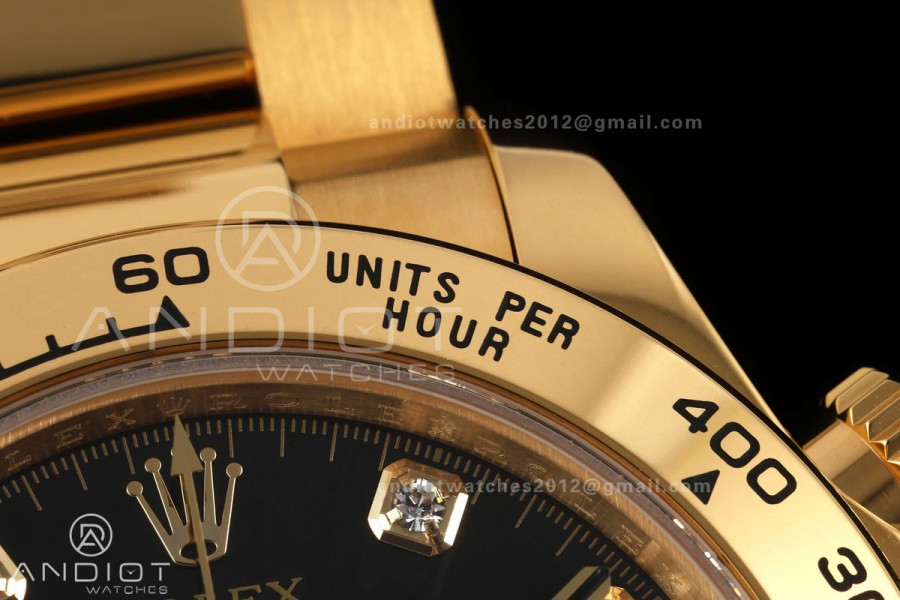 Daytona 126508 QF 1:1 Best Edition Black/YG Diamonds Dial on YG Bracelet JH4131 (Free Sprung) V18