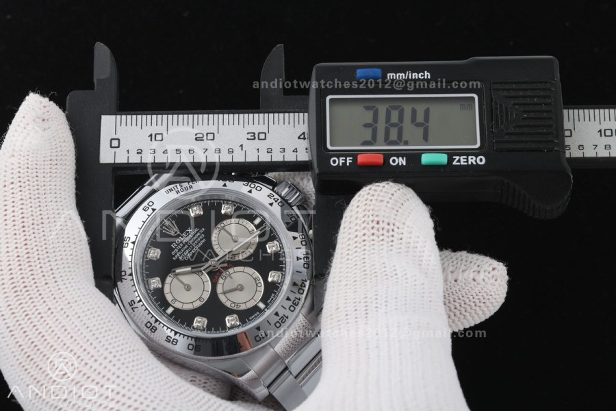 Daytona 126509 QF 1:1 Best Edition Black/Silver Diamonds Dial on SS Bracelet JH4131 (Free Sprung) V18
