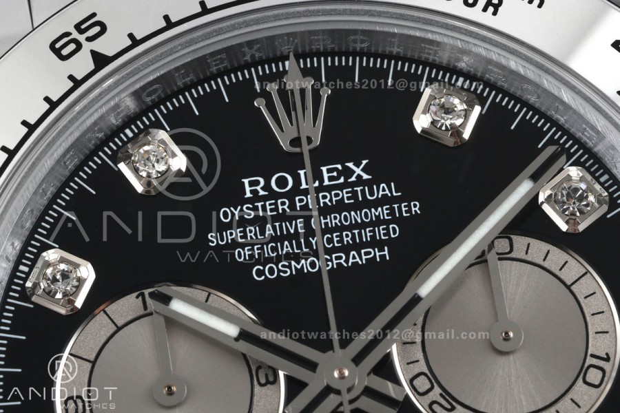 Daytona 126509 QF 1:1 Best Edition Black/Silver Diamonds Dial on SS Bracelet JH4131 (Free Sprung) V18