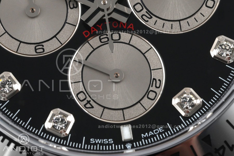 Daytona 126509 QF 1:1 Best Edition Black/Silver Diamonds Dial on SS Bracelet JH4131 (Free Sprung) V18