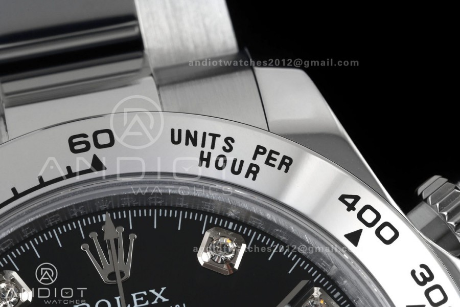 Daytona 126509 QF 1:1 Best Edition Black/Silver Diamonds Dial on SS Bracelet JH4131 (Free Sprung) V18