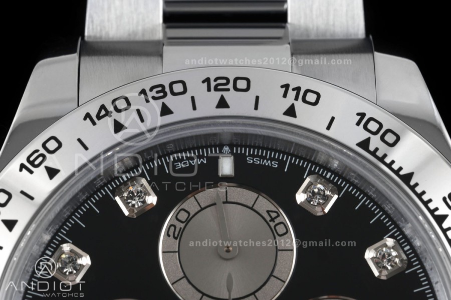Daytona 126509 QF 1:1 Best Edition Black/Silver Diamonds Dial on SS Bracelet JH4131 (Free Sprung) V18
