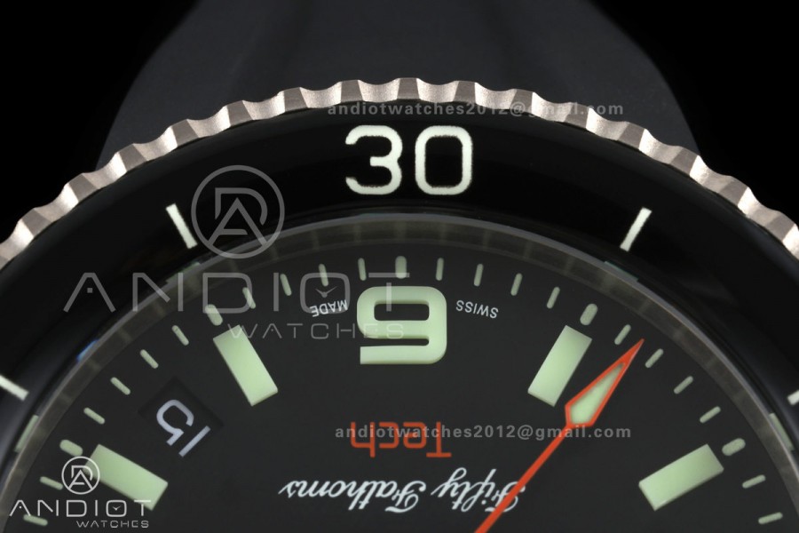 Fifty Fathoms Tech 45 Titanium Case TWF 1:1 Best Edition Black Dial on Black Rubber Strap A1315A