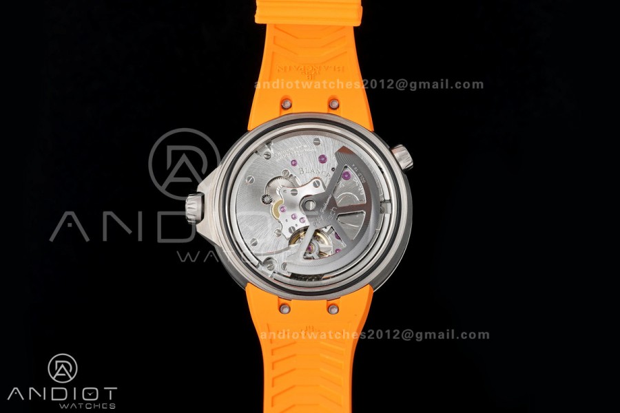 Fifty Fathoms Tech 45 Titanium Case TWF 1:1 Best Edition Black Dial on Orange Rubber Strap A1315A