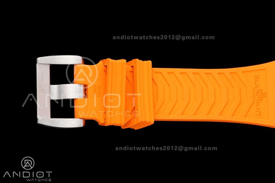 Fifty Fathoms Tech 45 Titanium Case TWF 1:1 Best Edition Black Dial on Orange Rubber Strap A1315A