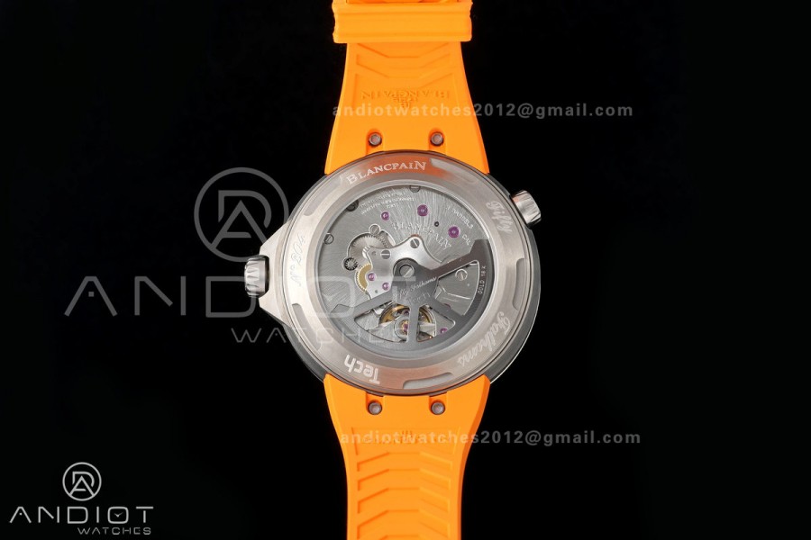 Fifty Fathoms Tech 45 Titanium Case TWF 1:1 Best Edition Black Dial on Orange Rubber Strap A1315A