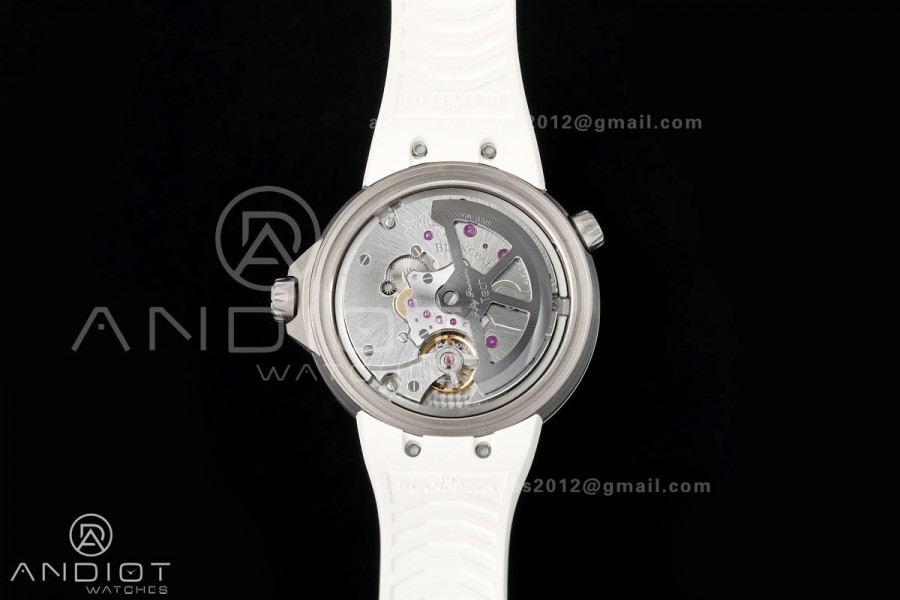Fifty Fathoms Tech 45 Titanium Case TWF 1:1 Best Edition Black Dial on White Rubber Strap A1315A