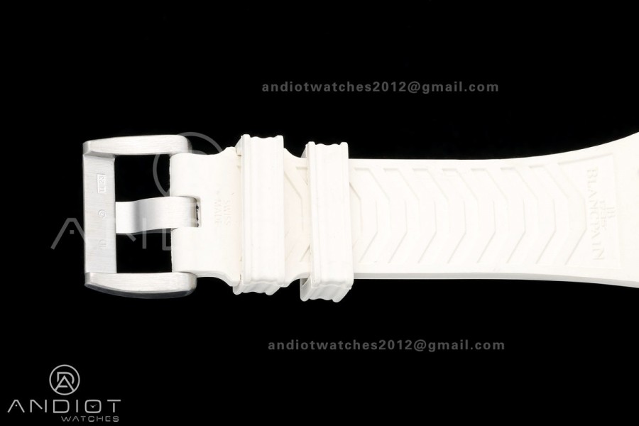 Fifty Fathoms Tech 45 Titanium Case TWF 1:1 Best Edition Black Dial on White Rubber Strap A1315A