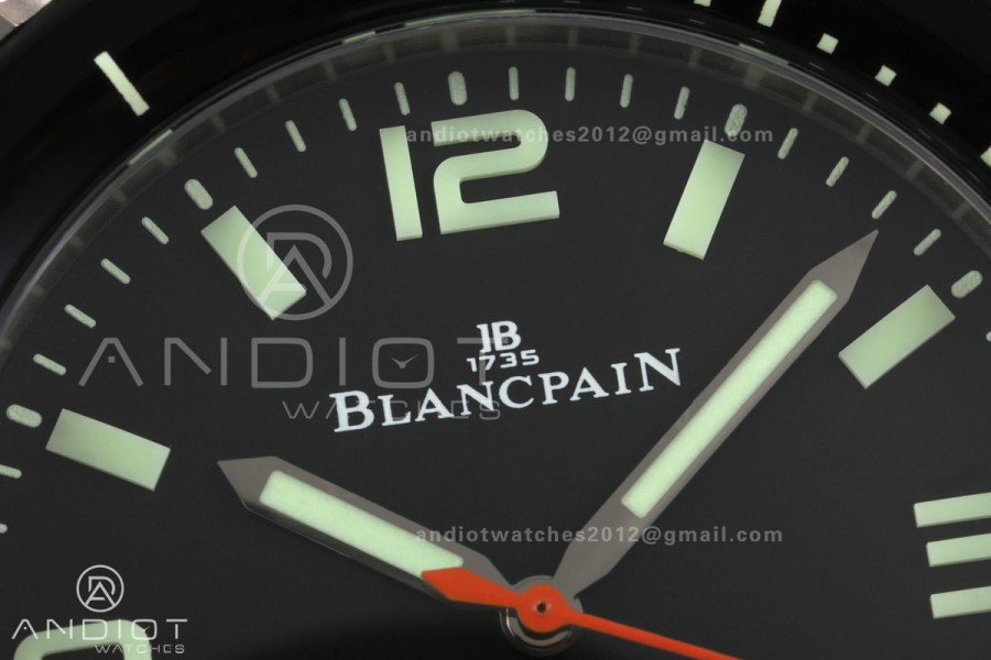 Fifty Fathoms Tech 45 Titanium Case TWF 1:1 Best Edition Black Dial on White Rubber Strap A1315A
