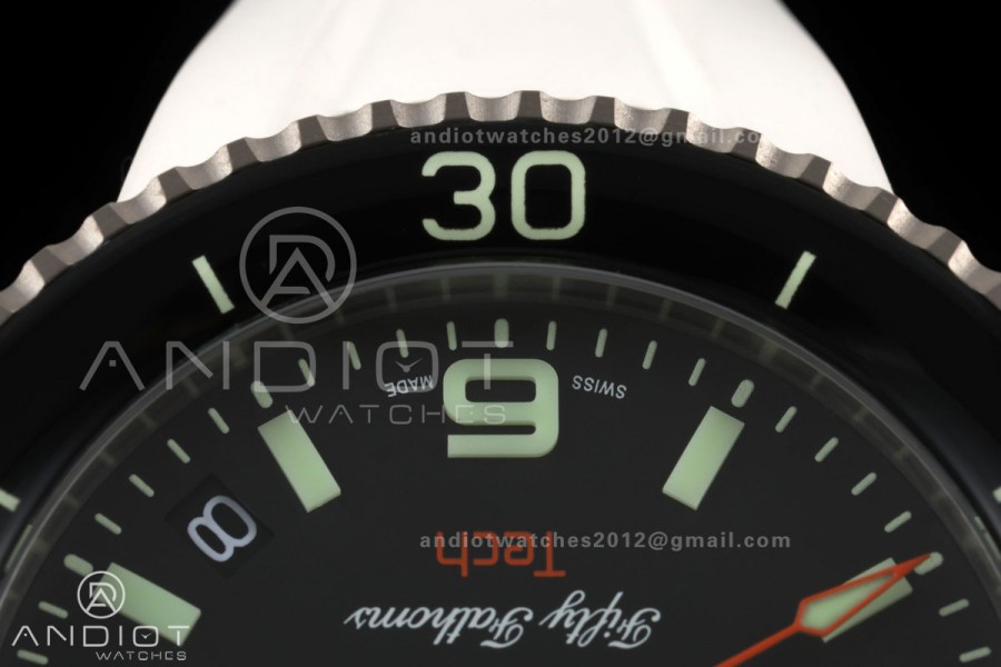 Fifty Fathoms Tech 45 Titanium Case TWF 1:1 Best Edition Black Dial on White Rubber Strap A1315A