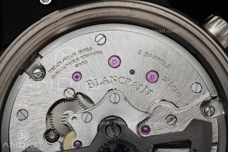 Fifty Fathoms Tech 45 Titanium Case TWF 1:1 Best Edition Black Dial Blue Hands on Black Rubber Strap A1315A