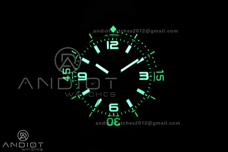 Fifty Fathoms Tech 45 Titanium Case TWF 1:1 Best Edition Black Dial Blue Hands on Black Rubber Strap A1315A
