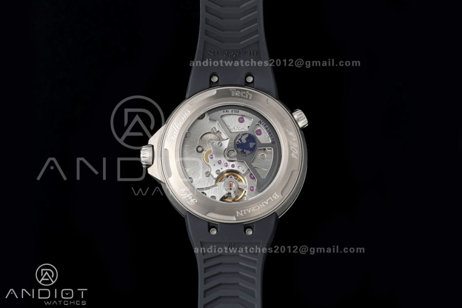Fifty Fathoms Tech 45 Titanium Case TWF 1:1 Best Edition Black Dial Blue Hands on Black Rubber Strap A1315A