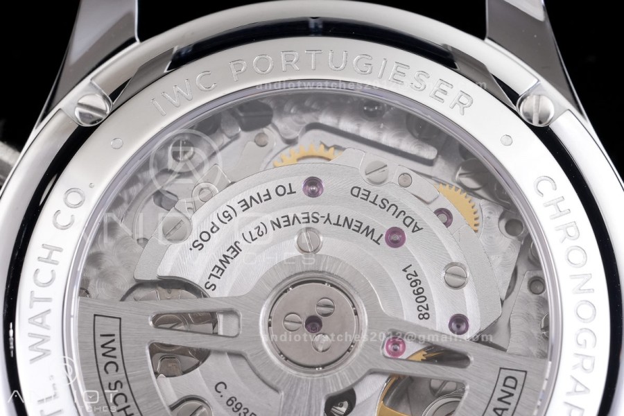 Portuguese Chrono IW371446 SS APSF 1:1 Best Edition Silver Dial Blue Marker On Blue Leather Strap Asian Super Clone 69355