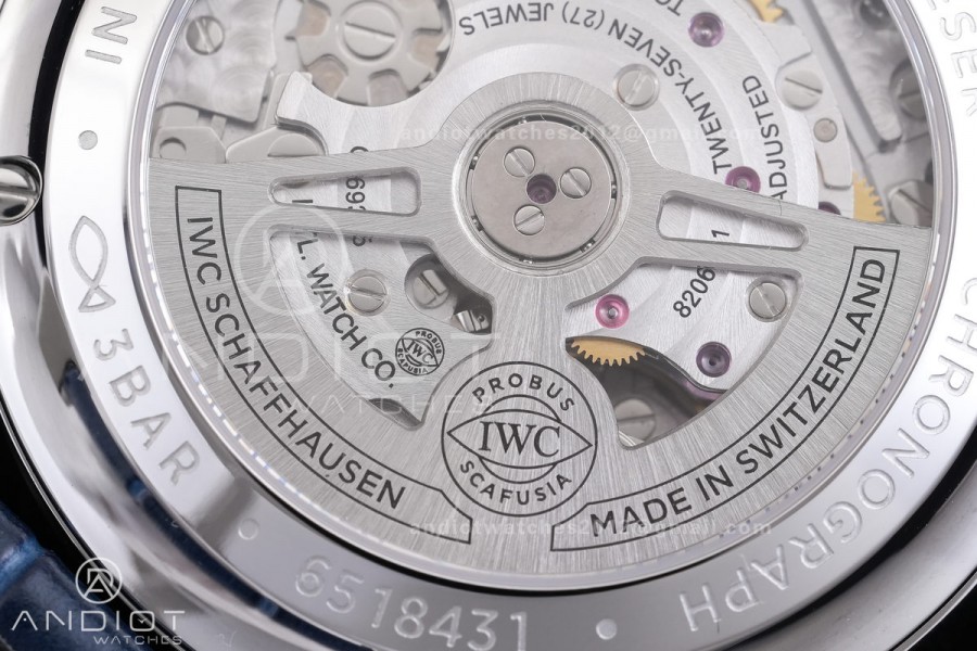 Portuguese Chrono IW371446 SS APSF 1:1 Best Edition Silver Dial Blue Marker On Blue Leather Strap Asian Super Clone 69355