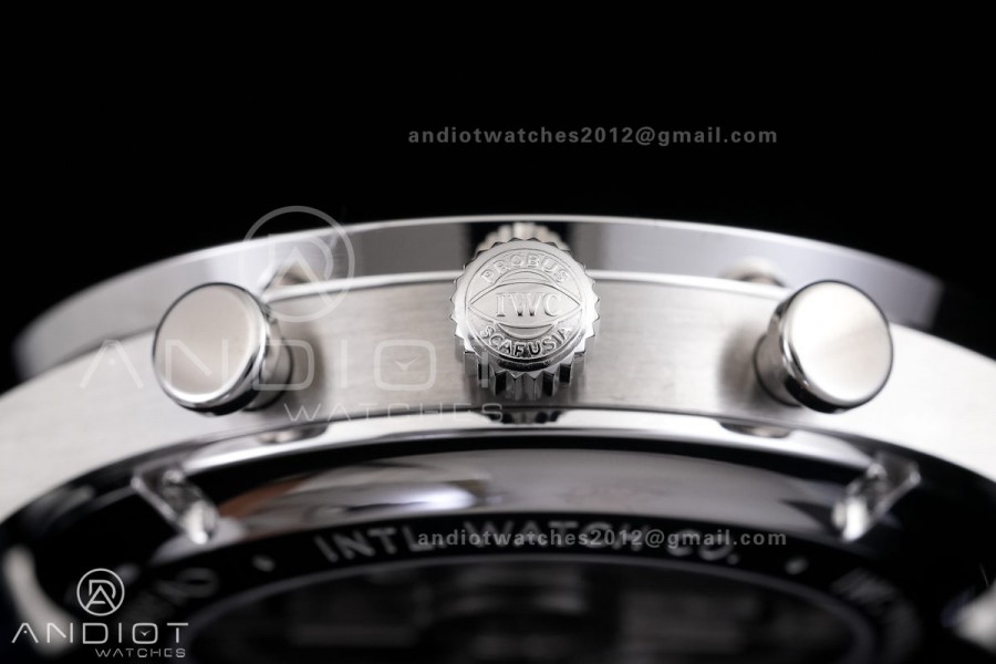 Portuguese Chrono IW371446 SS APSF 1:1 Best Edition Silver Dial Blue Marker On Blue Leather Strap Asian Super Clone 69355