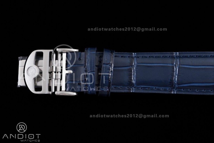 Portuguese Chrono IW371446 SS APSF 1:1 Best Edition Silver Dial Blue Marker On Blue Leather Strap Asian Super Clone 69355