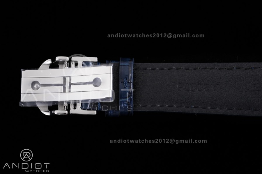 Portuguese Chrono IW371446 SS APSF 1:1 Best Edition Silver Dial Blue Marker On Blue Leather Strap Asian Super Clone 69355