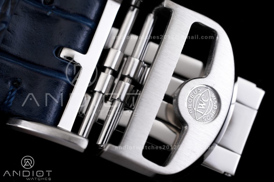 Portuguese Chrono IW371446 SS APSF 1:1 Best Edition Silver Dial Blue Marker On Blue Leather Strap Asian Super Clone 69355