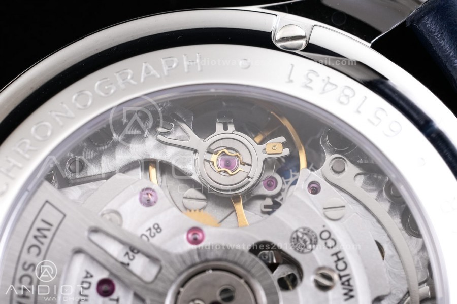 Portuguese Chrono IW371446 SS APSF 1:1 Best Edition Silver Dial Blue Marker On Blue Leather Strap Asian Super Clone 69355