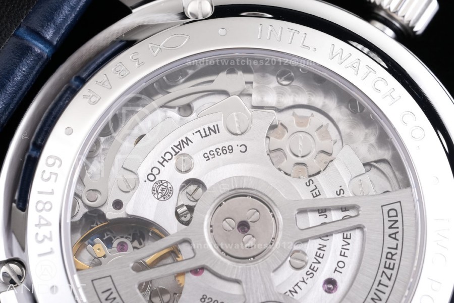 Portuguese Chrono IW371446 SS APSF 1:1 Best Edition Silver Dial Blue Marker On Blue Leather Strap Asian Super Clone 69355