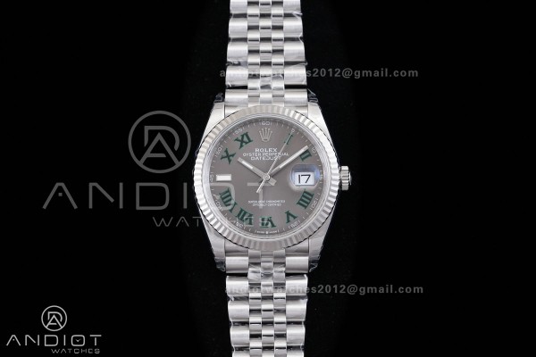 DateJust 36 SS 126234 VSF 1:1 Best Edition 904L Steel Gray Dial Green Roman on Jubilee Bracelet VS3235 V2