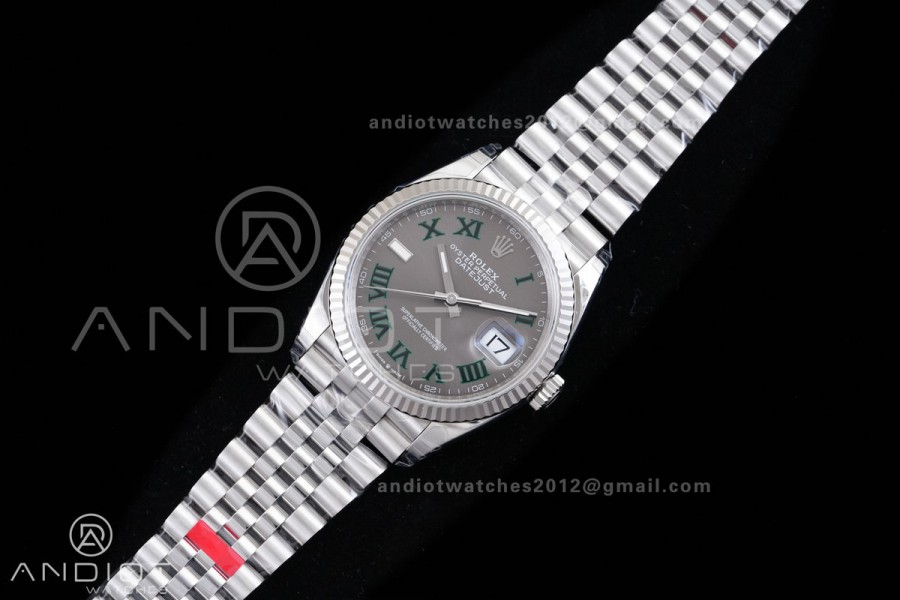 DateJust 36 SS 126234 VSF 1:1 Best Edition 904L Steel Gray Dial Green Roman on Jubilee Bracelet VS3235 V2
