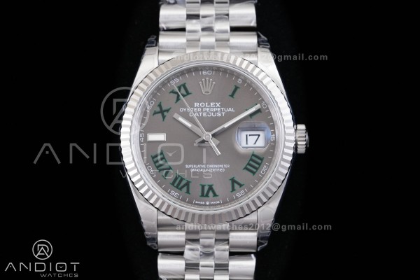 DateJust 36 SS 126234 VSF 1:1 Best Edition 904L Steel Gray Dial Green Roman on Jubilee Bracelet VS3235 V2