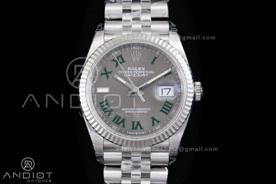 DateJust 36 SS 126234 VSF 1:1 Best Edition 904L Steel Gray Dial Green Roman on Jubilee Bracelet VS3235 V2